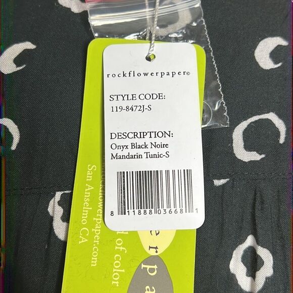 Rockflowerpaper onyx Black Noire Mandarin Collar Button Front Tunic Blouse - Picture 7 of 9